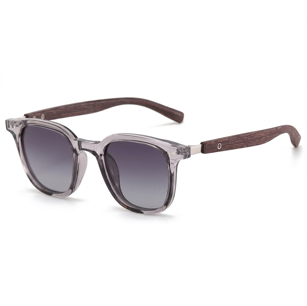 Trendy Retro Wood-Grain Square Sunglasses